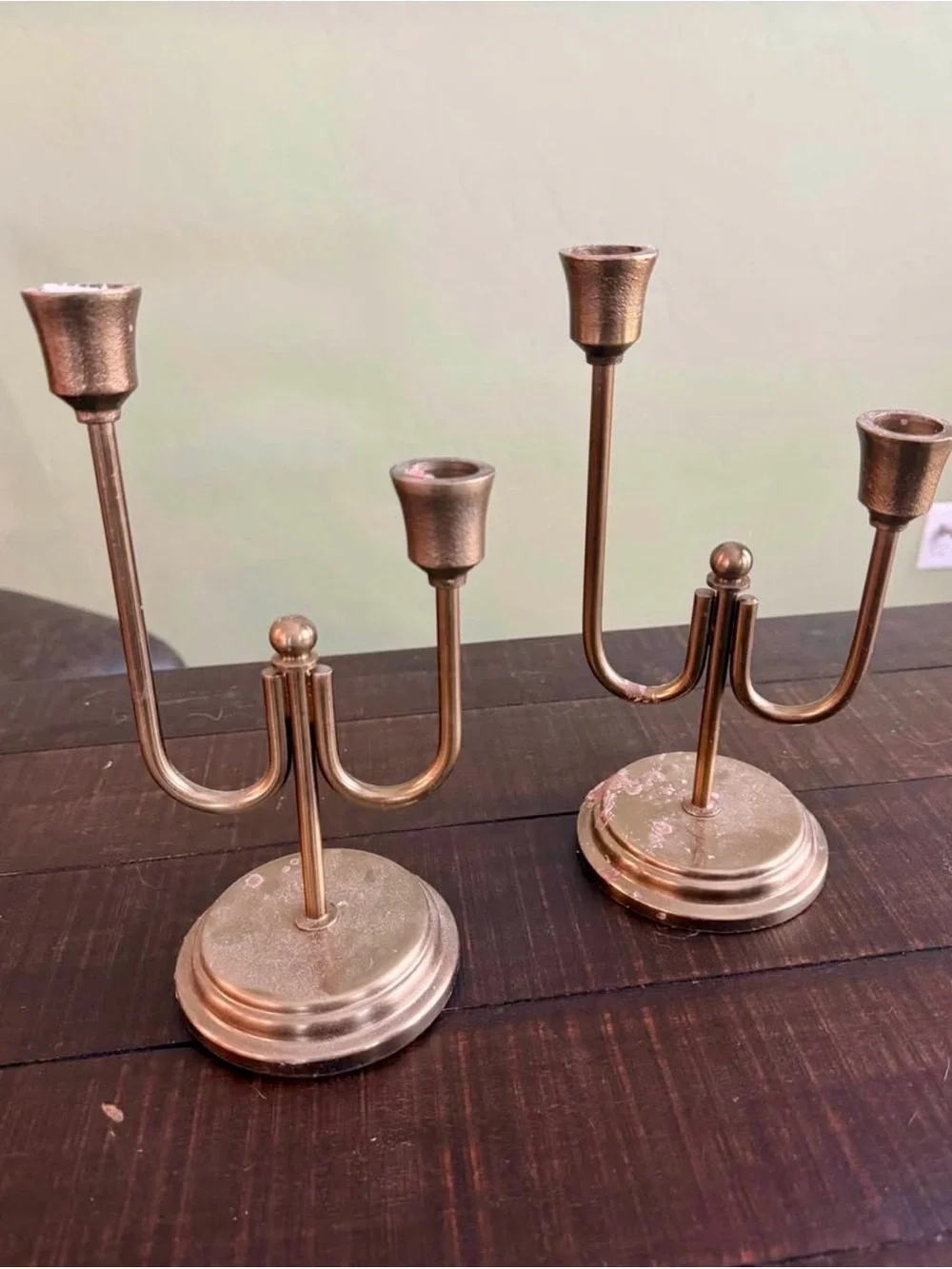 Brass Finish 3-Arm Candelabra Pair - Home Accents